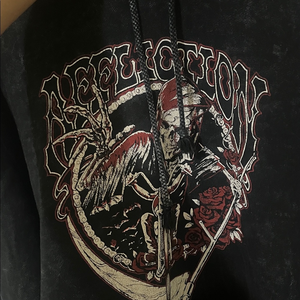 Affliction Charcoal and Crimson Graphic Hoodie